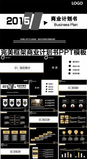 简约黑白创业计划书商业融资项目策划PPT