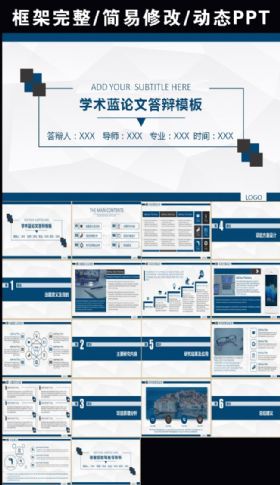 动态低面学术蓝毕业论文答辩PPT模板