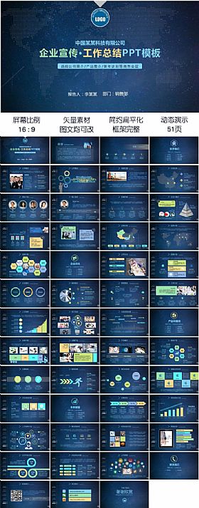 企业宣传工作总结扁平化ppt动态模板