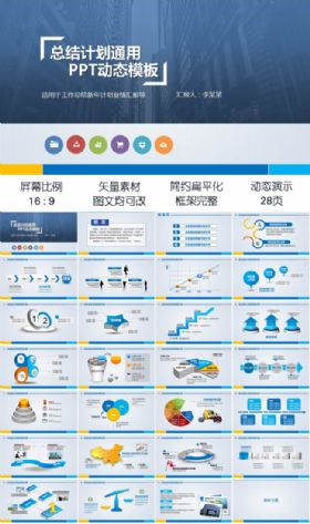 商务通用工作总结业绩汇报PPT模板