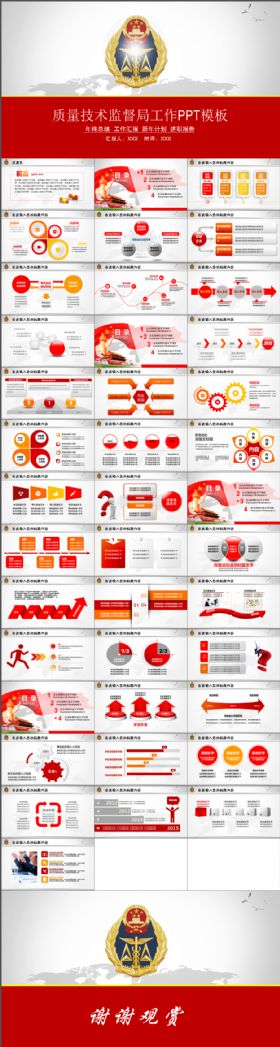 红色质量技术监督管理局质监局工作PPT模板