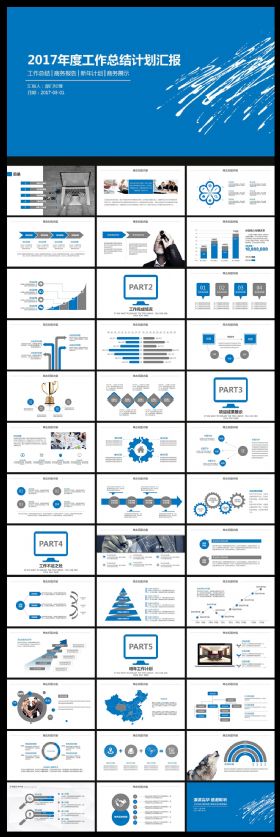 2017年商务年终总结工作汇报PPT模板
