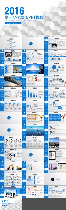 精美蓝色大气企业简介产品宣传PPT通用模板