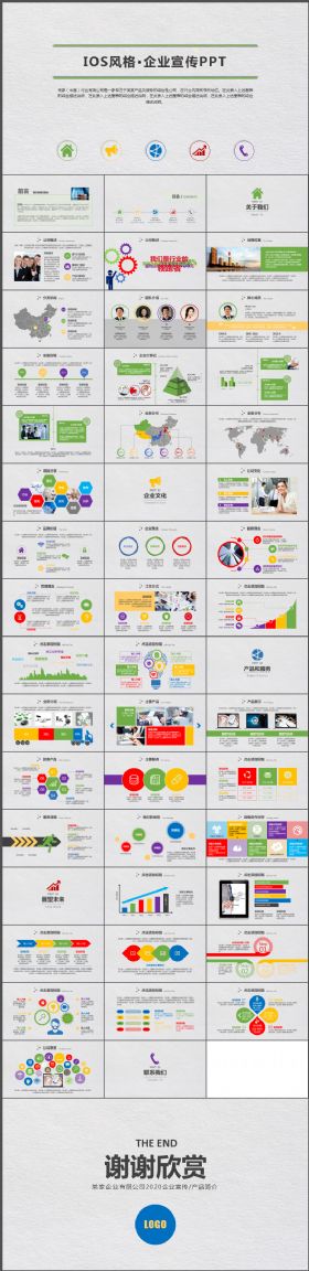 ios风格年终工作总结工作汇报商务ppt模板