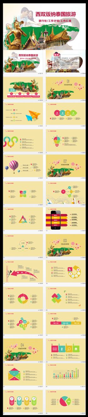 西双版纳泰国旅游PPT模板