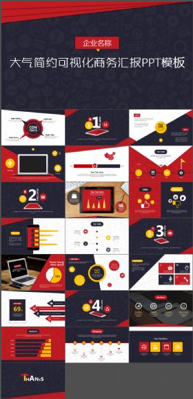 【商务汇报】超实用红色大气简约可视化商务报告PPT模板