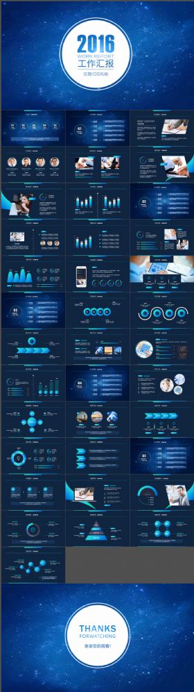 2016蓝色完整IOS风格工作汇报PPT模板