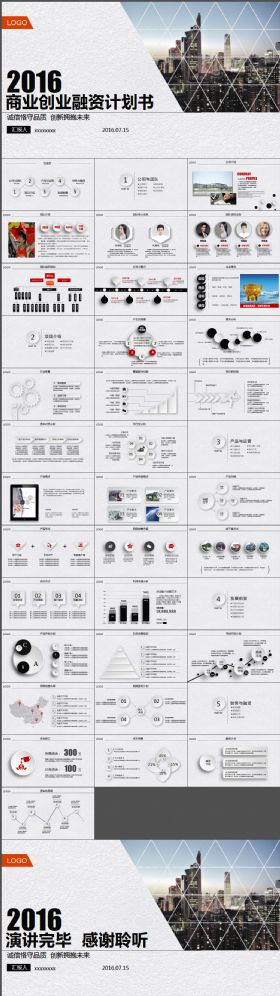 高端时尚商业创业融资计划书PPT通用模板