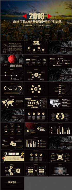 【精品】2016年终工作总结汇报PPT模板