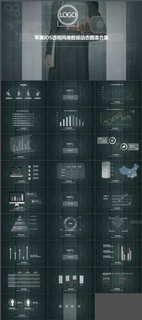透明木纹苹果IOS青绿风格数据动态图表合集