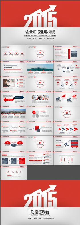 中国红企业商务工作总结计划述职报告PPT通用模版 