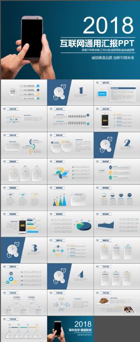 简约互联网商务报告动态ppt模板