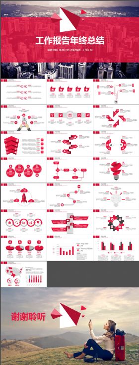 框架完整红色大气工作总结汇报PPT模板