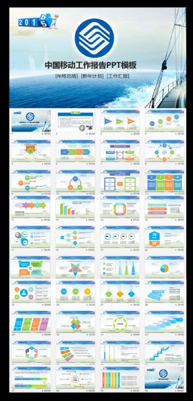 中国移动通信工作总结汇报PPT模板