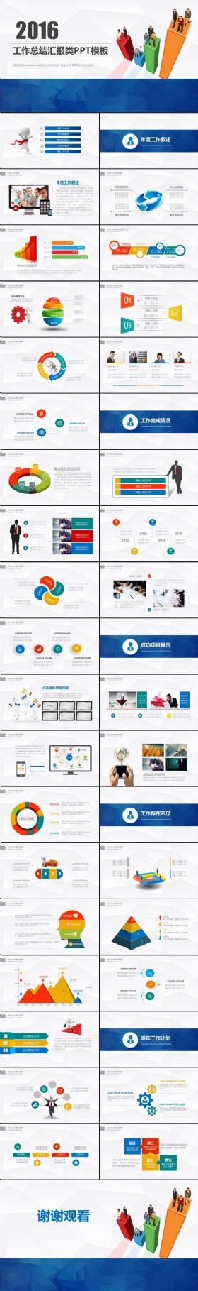大气蓝色年度工作总结PPT模板