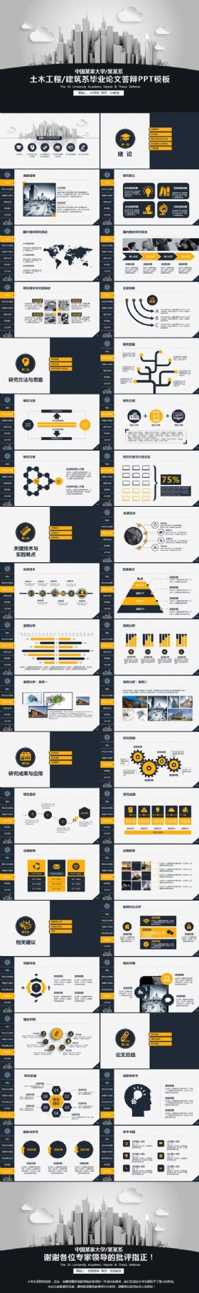 土木工程建筑系毕业论文答辩PPT模板