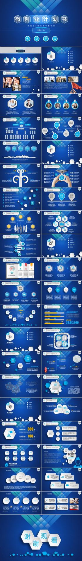 蓝色微创业商务大气PPT模板