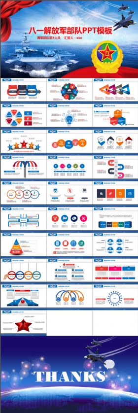 八一解放军海军部队空军国防PPT模板
