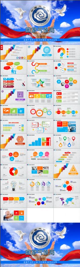 气象局总结报告PPT模板