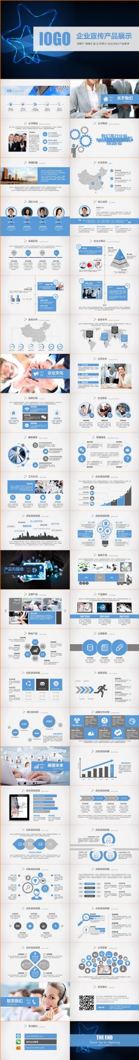 蓝色大气公司简介企业文化产品宣传PPT
