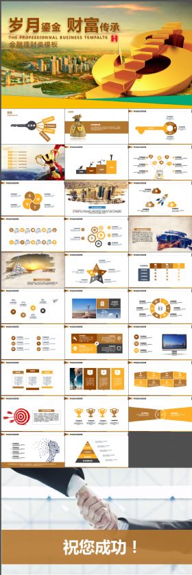 金色商业计划融资理财报告PPT模板