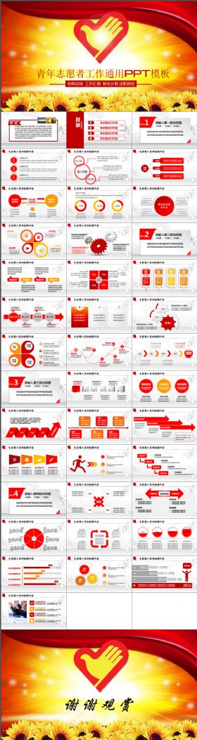 红色大气青年志愿者共青团工作PPT模板