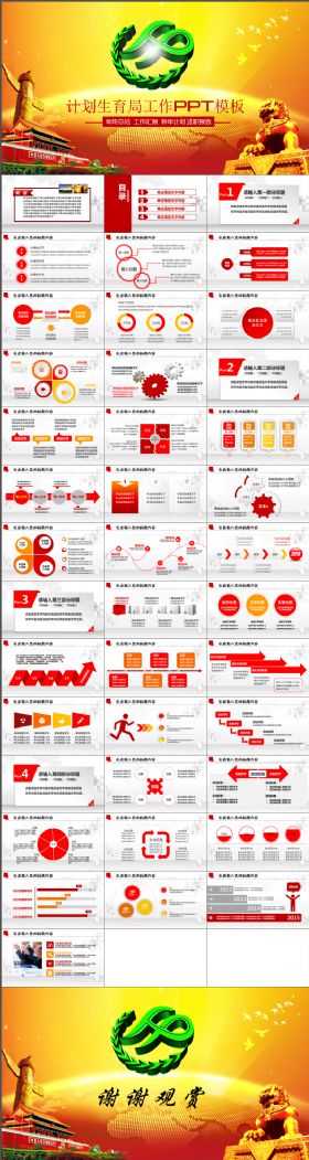 红色大气计划生育局工作总结计划PPT模板