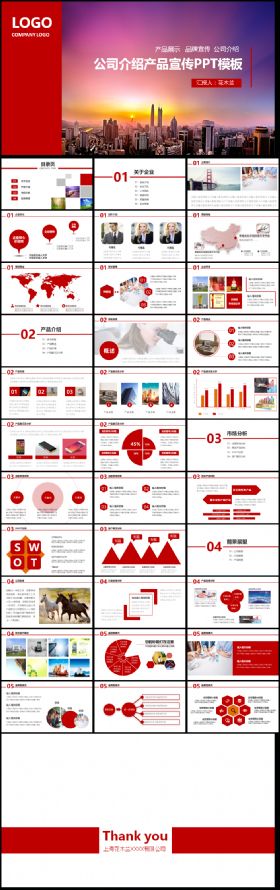 红色大气公司介绍产品宣传商务通用PPT