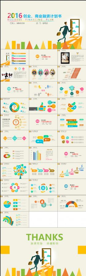 炫彩靓丽扁平化商业计划书融资创业通用PPT