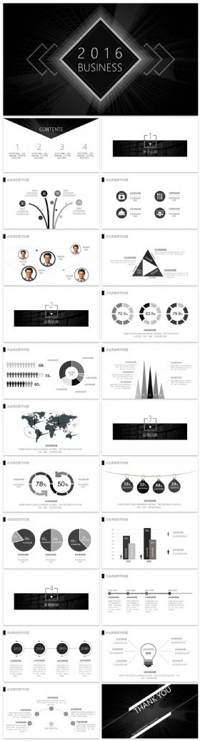全动态简约简单大气黑白色商务汇报产品推介通用ppt模板中文排版