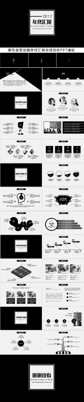 黑色实用炫酷年终汇报总结动态PPT模板 黑色大叔出品