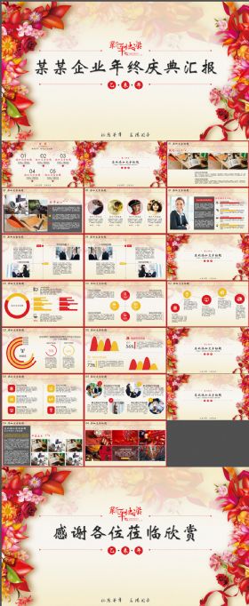 灵动动态企业年终庆典汇报PPT模板