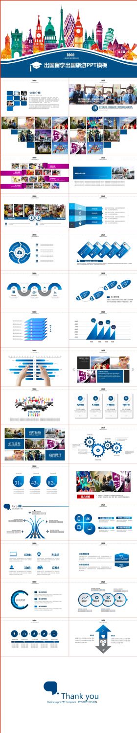 出国留学国外旅游PPT模板