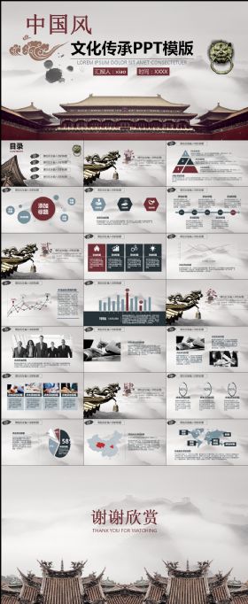 中国风文化传承商务报告PPT