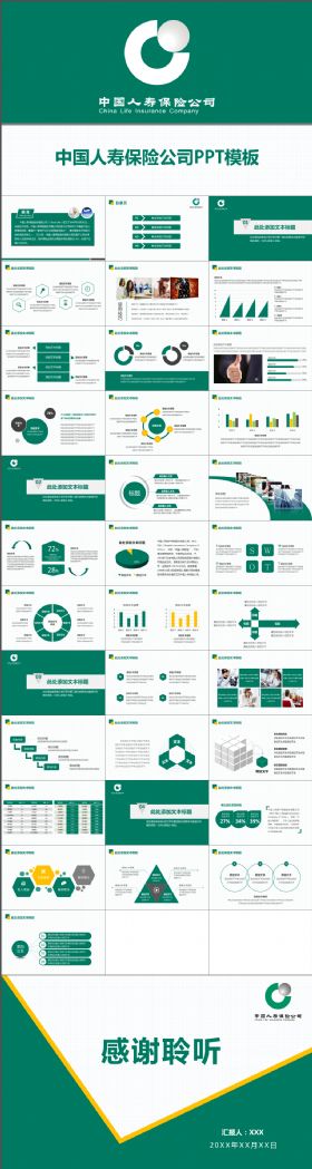 中国人寿保险公司工作总结保险PPT模板