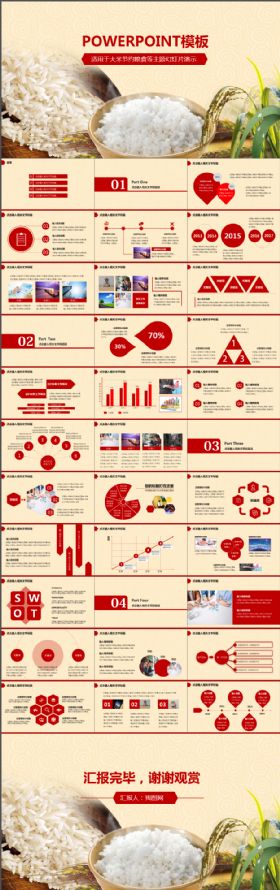 节约粮食农业大米生产加工PPT模板