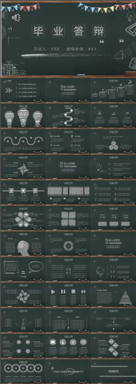 黑板主题高端开题报告论文答辩PPT通用模板
