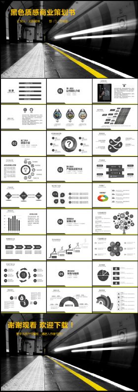 高质感黑金几何风格商业融资创业计划书PPT