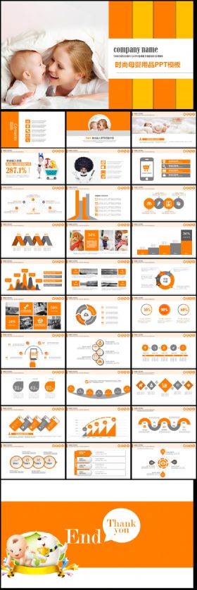 橙色温暖贴心母婴护理用通用PPT
