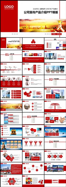 红色商务通用企业简介大气动态PPT模板