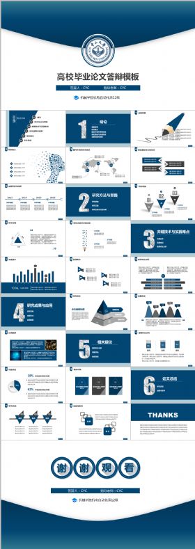 框架完整的动态深蓝稳重实用简约论文模板