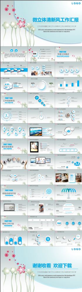 淡蓝 清新 创意工作汇报ppt模板