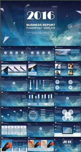 【商务PPT】欧美蓝色星空朦胧风商务工作总结汇报PPT模板