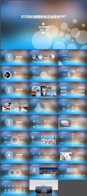 【商务汇报】IOS简约朦胧商务总结报告PPT模板
