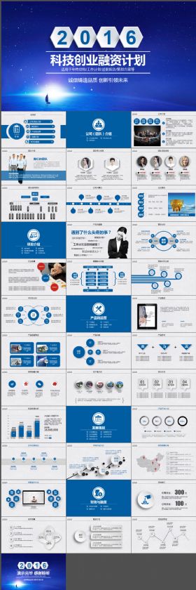 酷炫星空科技创业融资计划PPT模板