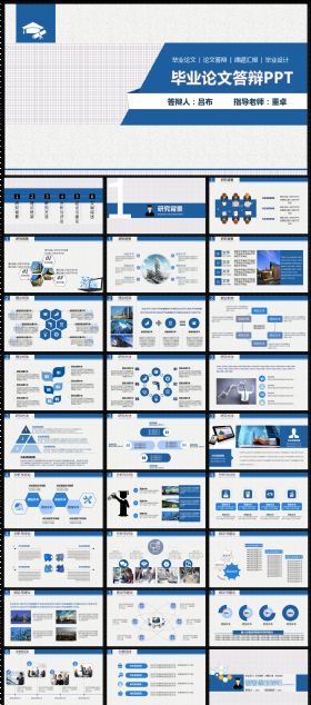 蓝色简约大气论文答辩课题汇报PPT 框架完整