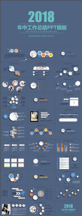 简约蓝色商务工作总结汇报计划书PPT通用模版