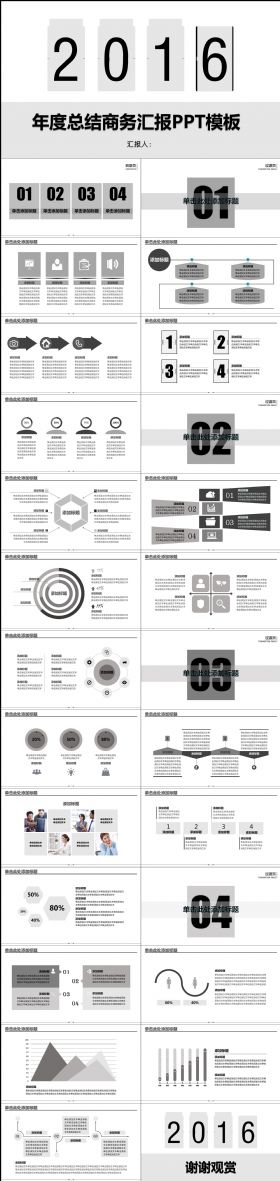 简约大气年度总结商务汇报PPT模板