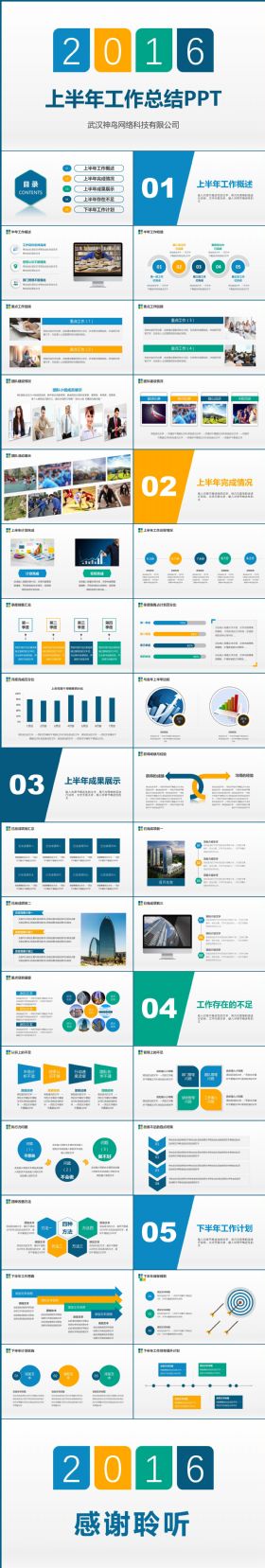 2016年中工作总结半年总结ppt模板公司企业工作汇报计划通用
