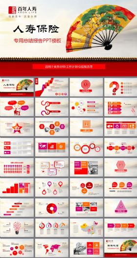 金融投资理财中国人寿保险ppt模板